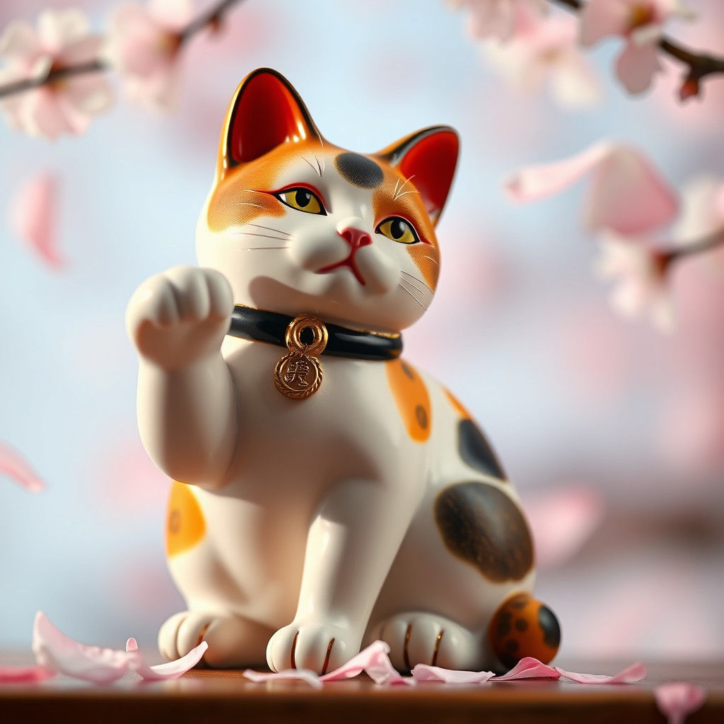 Calico Bobtail Maneki-Neko Figurine in Fine Art Photograph