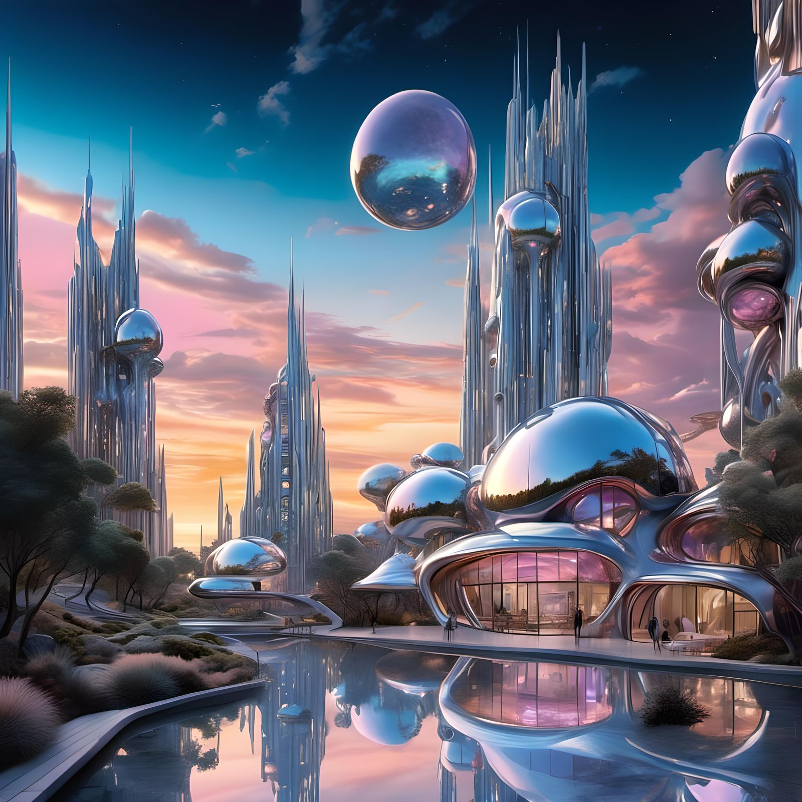 Adelaide CBD in Retro-Futuristic Sci-Fi Style