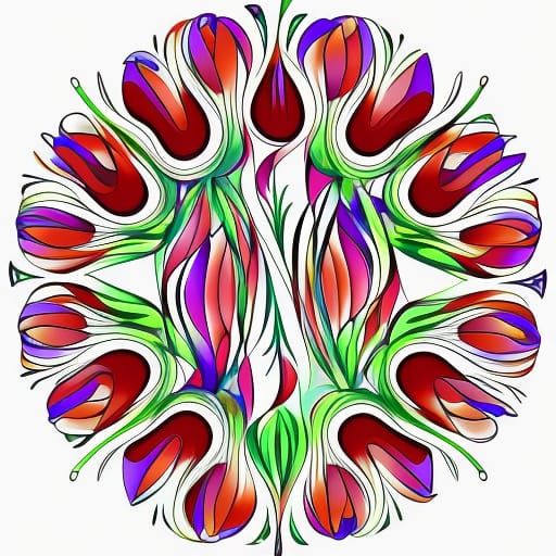 Abstract Tulips Fractal in 3D Shading Style