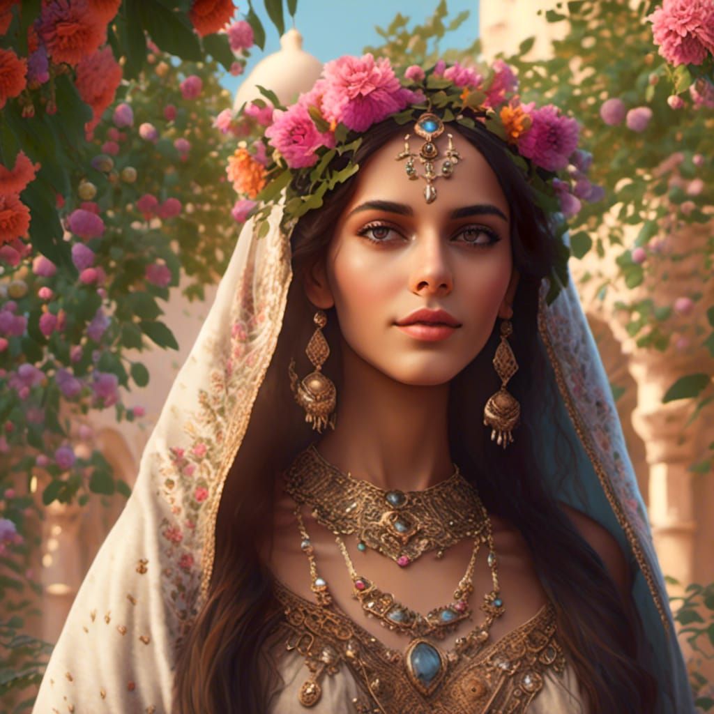 Beautiful Arabian Girl in Traditional Jewelry