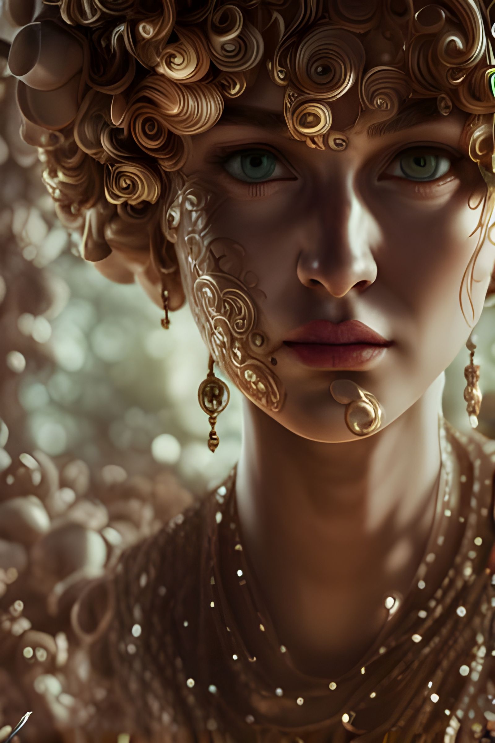 Detailed Hyperrealistic Portrait with SFX and Ornate Element...