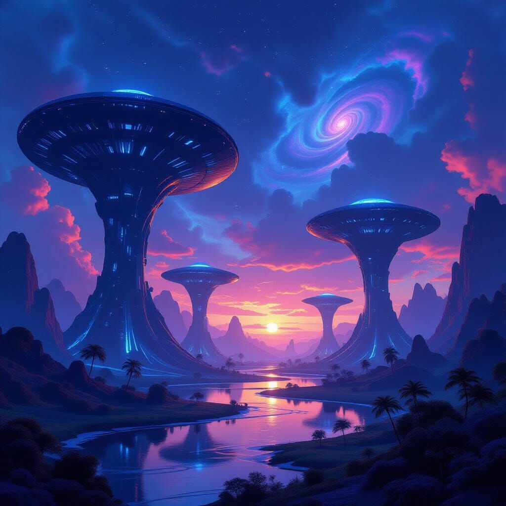 Fantastical Alien Landscape Matte Painting in 8k