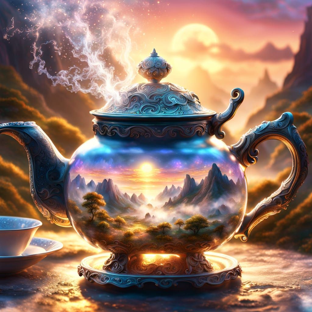 A delicate crystal teapot. #998