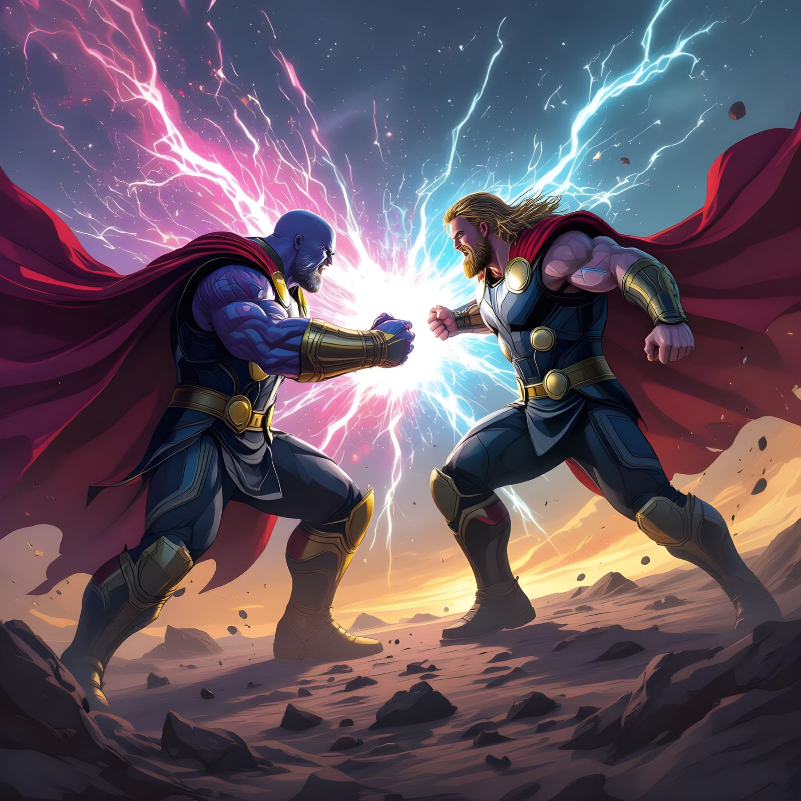Thanos and Thor Battle Epicly