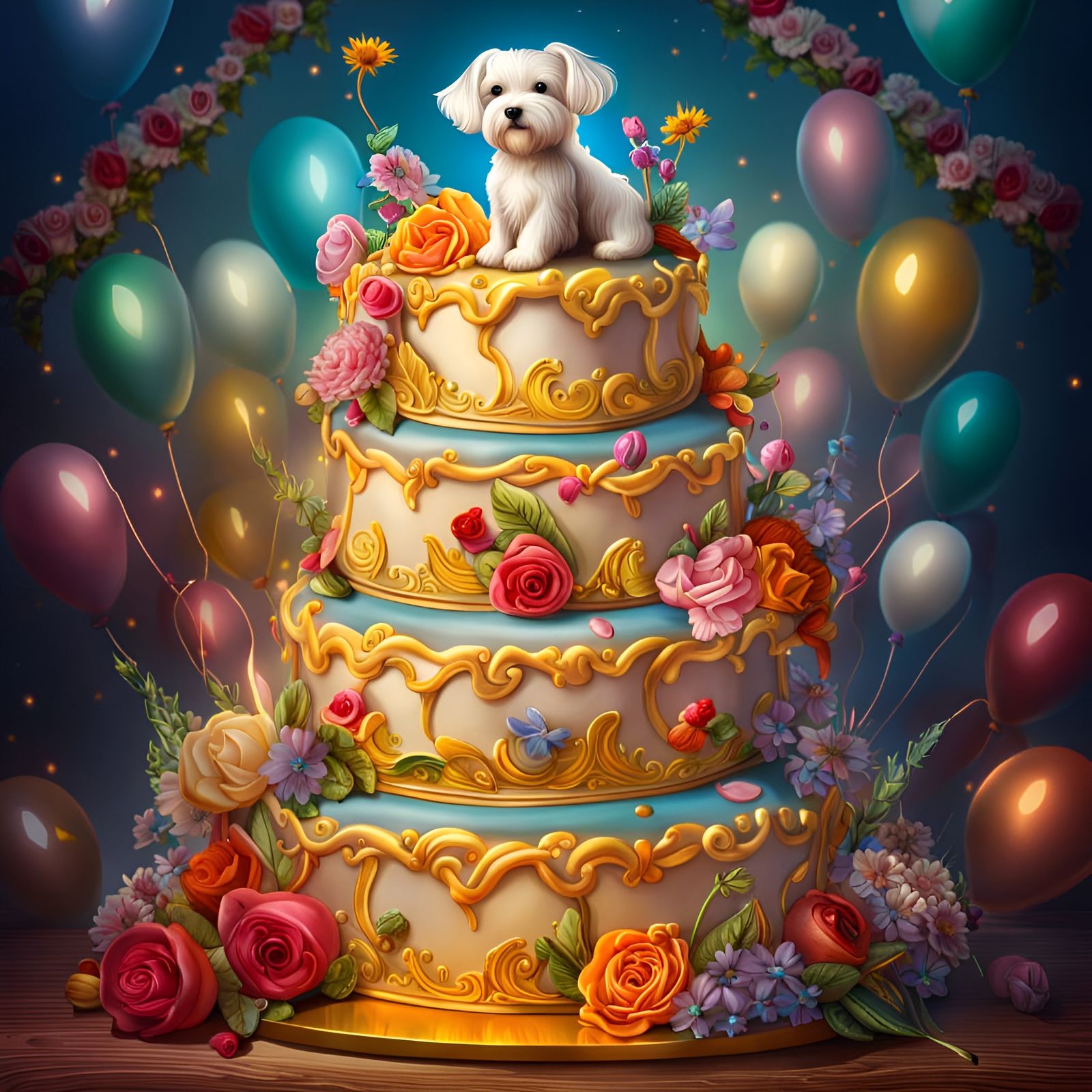 Birthday Cake and Puppy