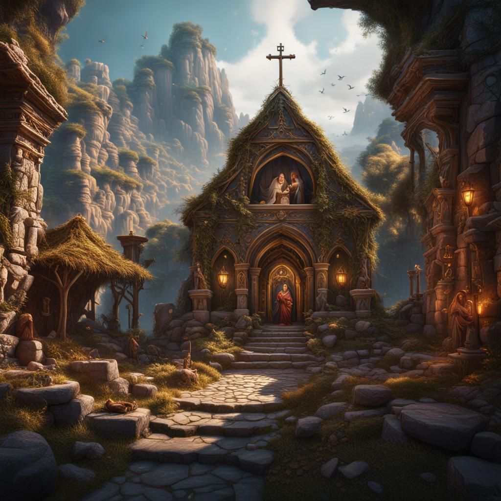 Detailed Matte Painting of Baby Jesus