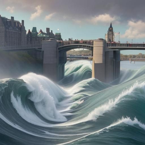 Turbulent Bridge Dreamscape in Vibrant Style