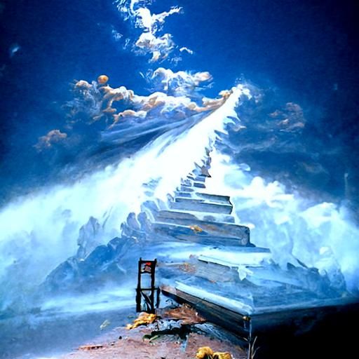 Heavenly Stairway in Oil Painting Style