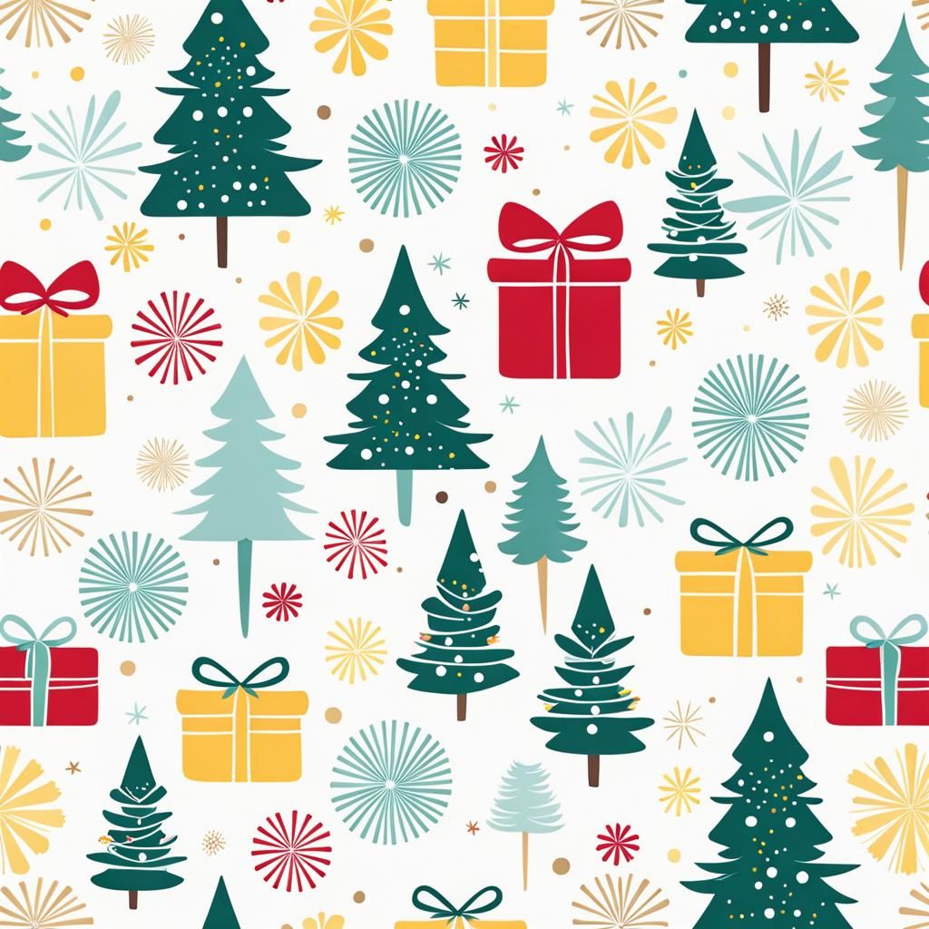 Seamless Christmas Pattern on White Background