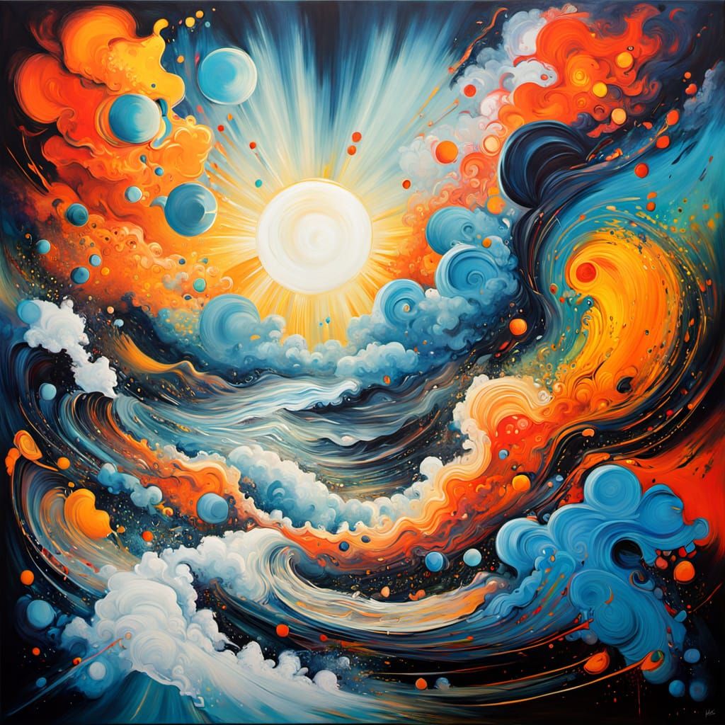 Graffiti Art Landscape with Indigo Ocean