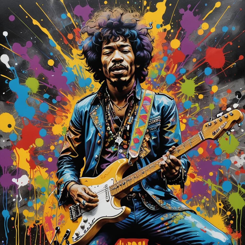 Colorful Graffiti Art of Musician at Woodstock