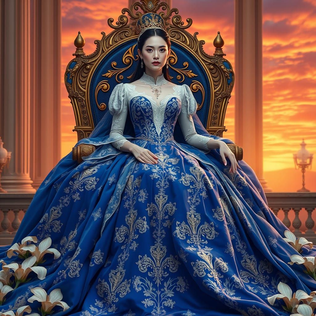 Regal Beauty on a Majestic Throne in Royal Splendor
