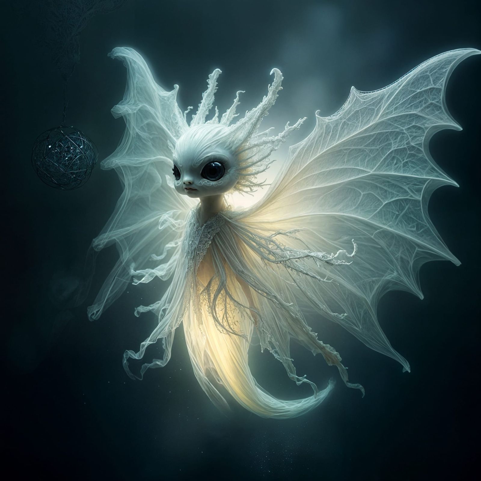 Adorable Glowing Creature in Gothic Lace Style