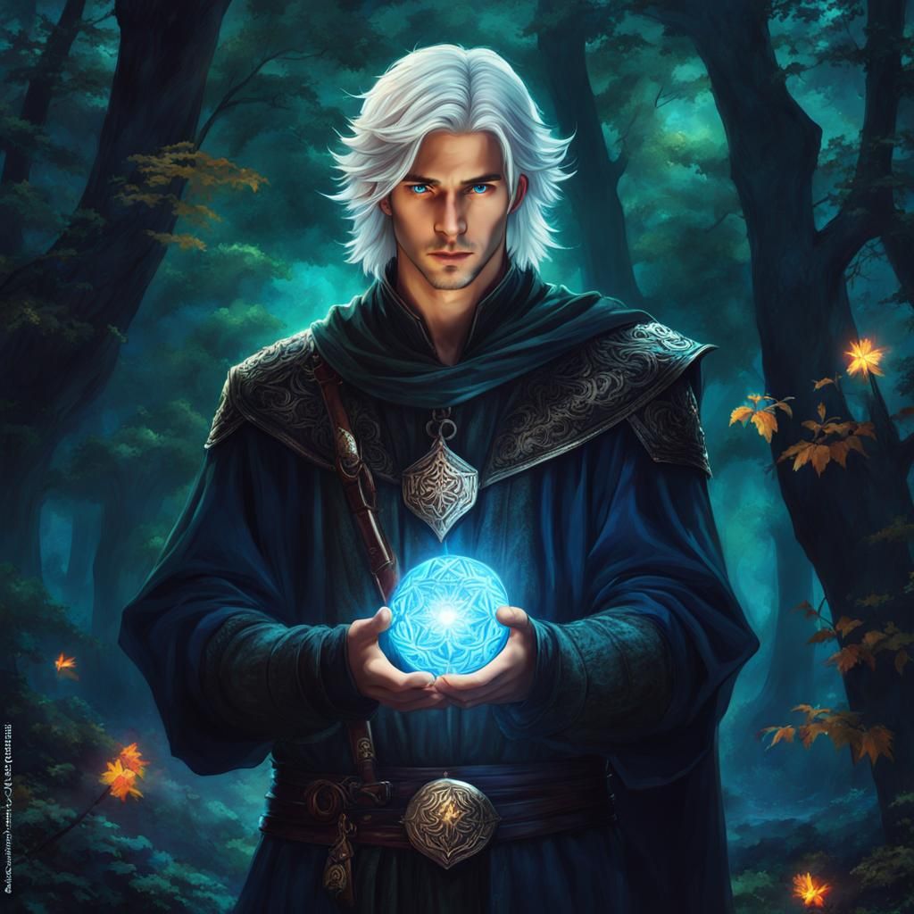 Luminous Man in Dark Forest, Waterhouse Anime Style