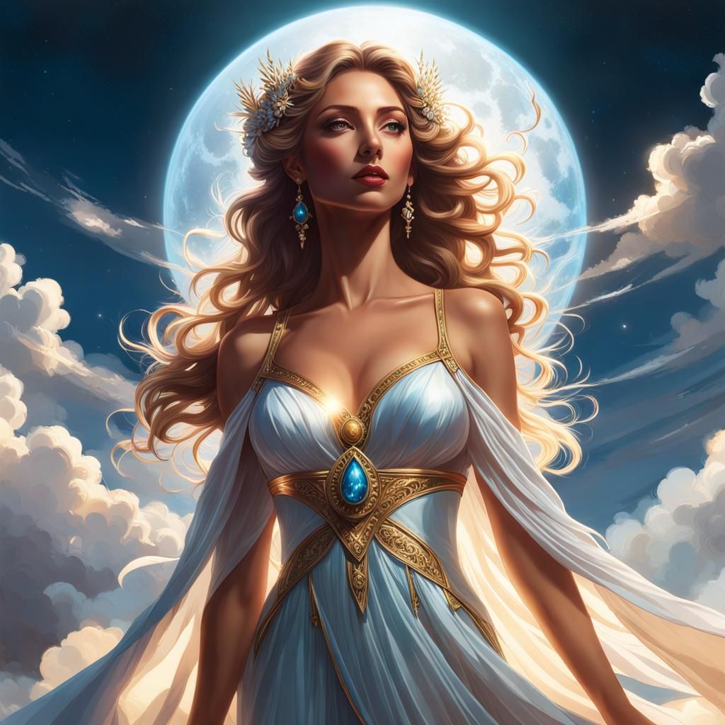 Moonlit Woman Portrait in Hyperdetailed Style