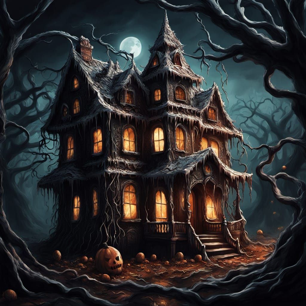 Surreal Gingerbread House Consumed by Thorny Vines