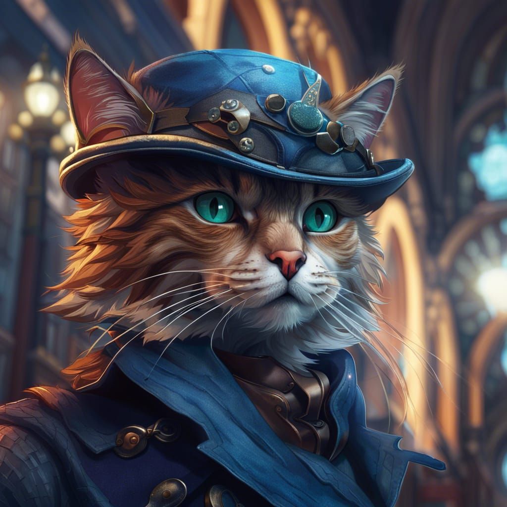 Cat Portrait in London, Hyperdetailed Digital Art
