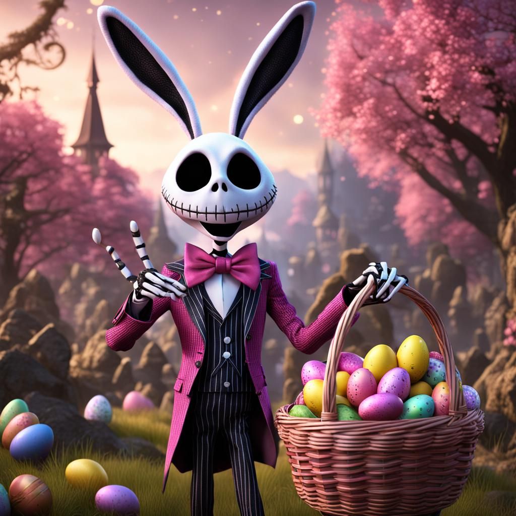 Jack Skellington as Easter Bunny with Pink Suit