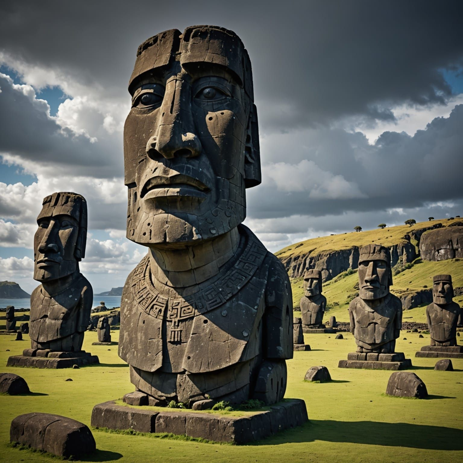 Sculptural Moai Monoliths in Hyperrealistic Detail