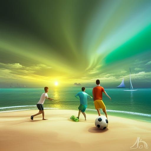 Beach Soccer Scene in 3D Style