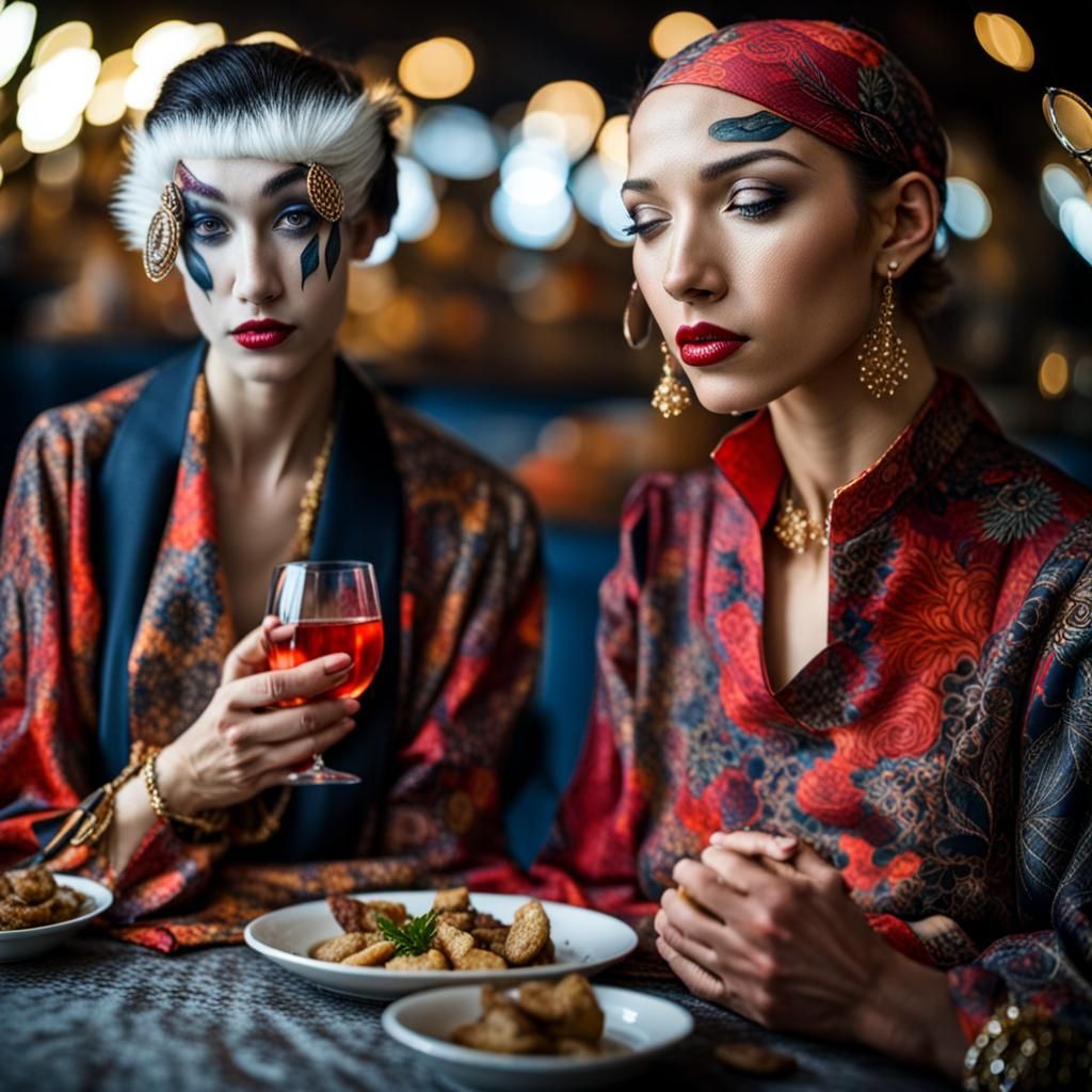 Surreal Alien Restaurant Celebration in Magical Realism