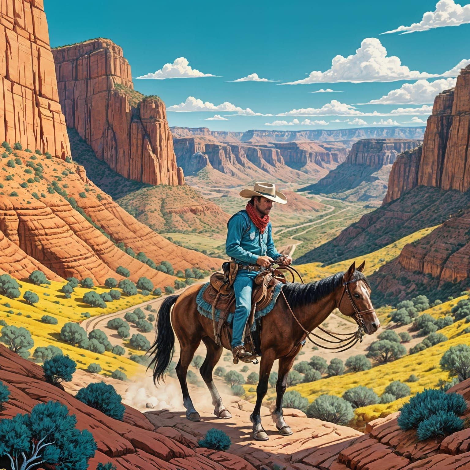 Cowboy in Copper Canyons of Chihuahua State, Inspired by Her...