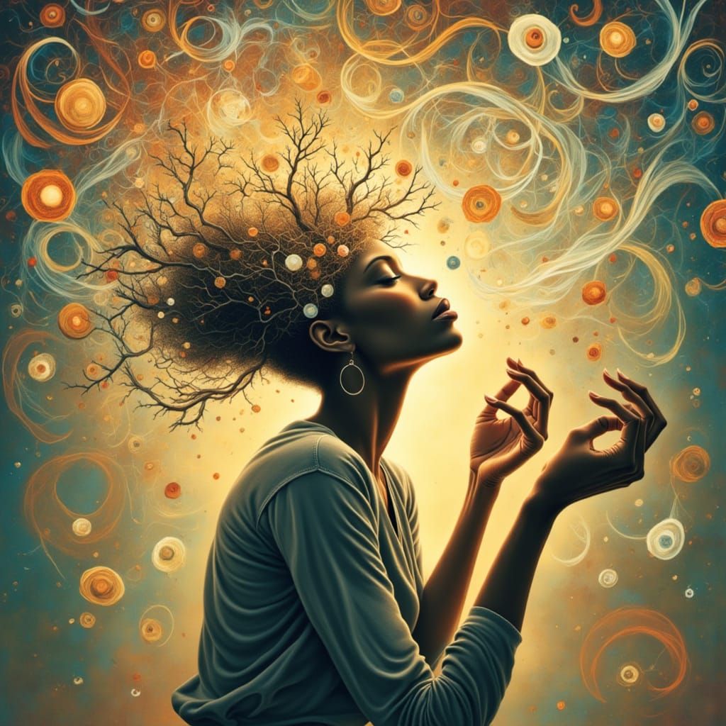 Dreamlike Portrait of Contemplation in Whimsical Style