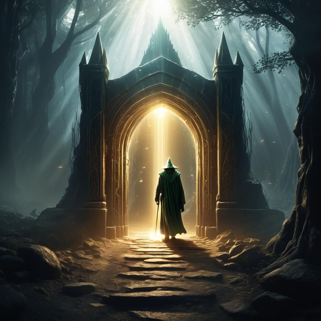 Mythical Elf Wizard in Dark Fantasy Gateway