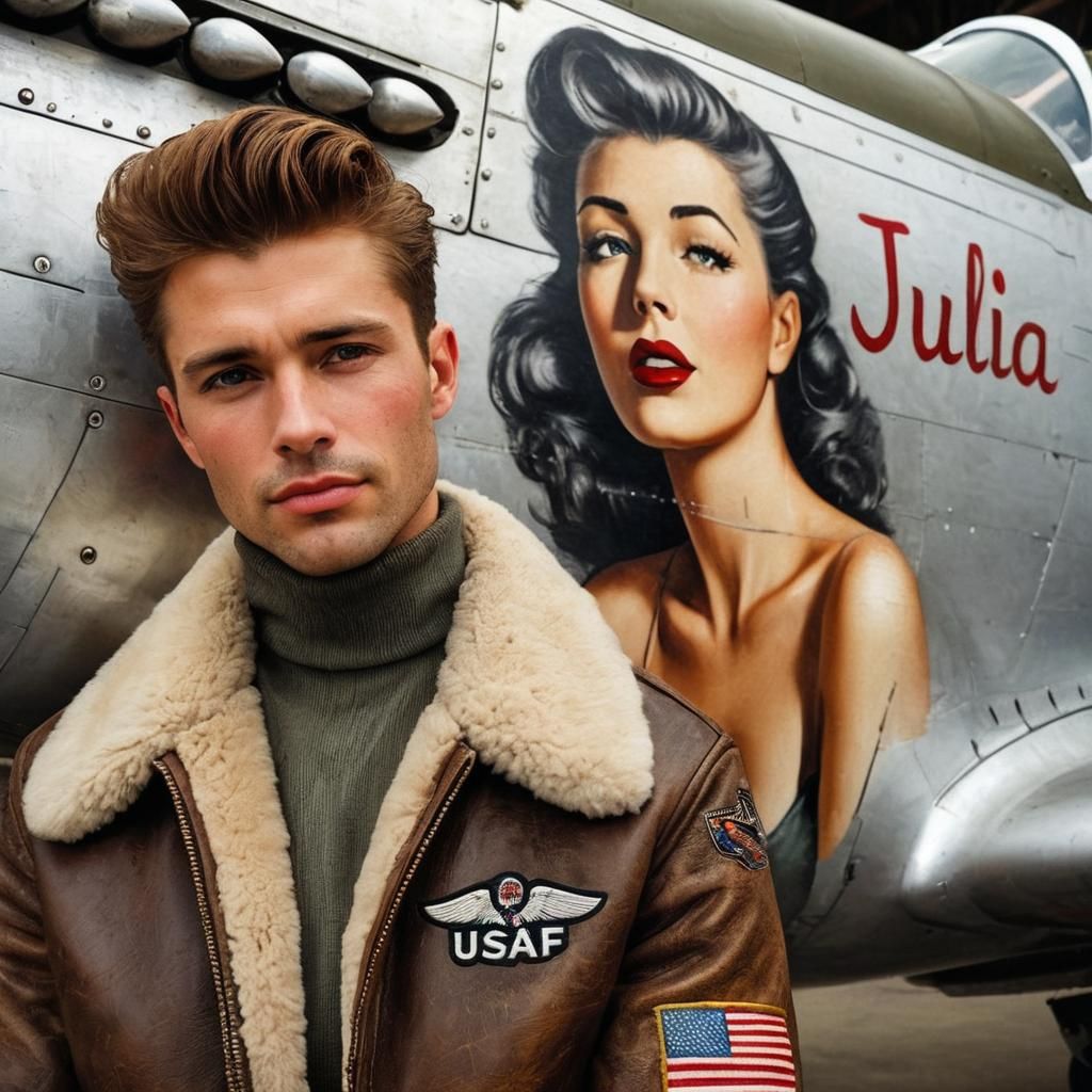 USAF Pilot and Nose Art in Vintage Pin-Up Style