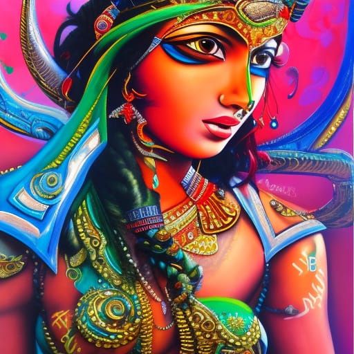 South Asian Warrior Princess in Graffiti Art