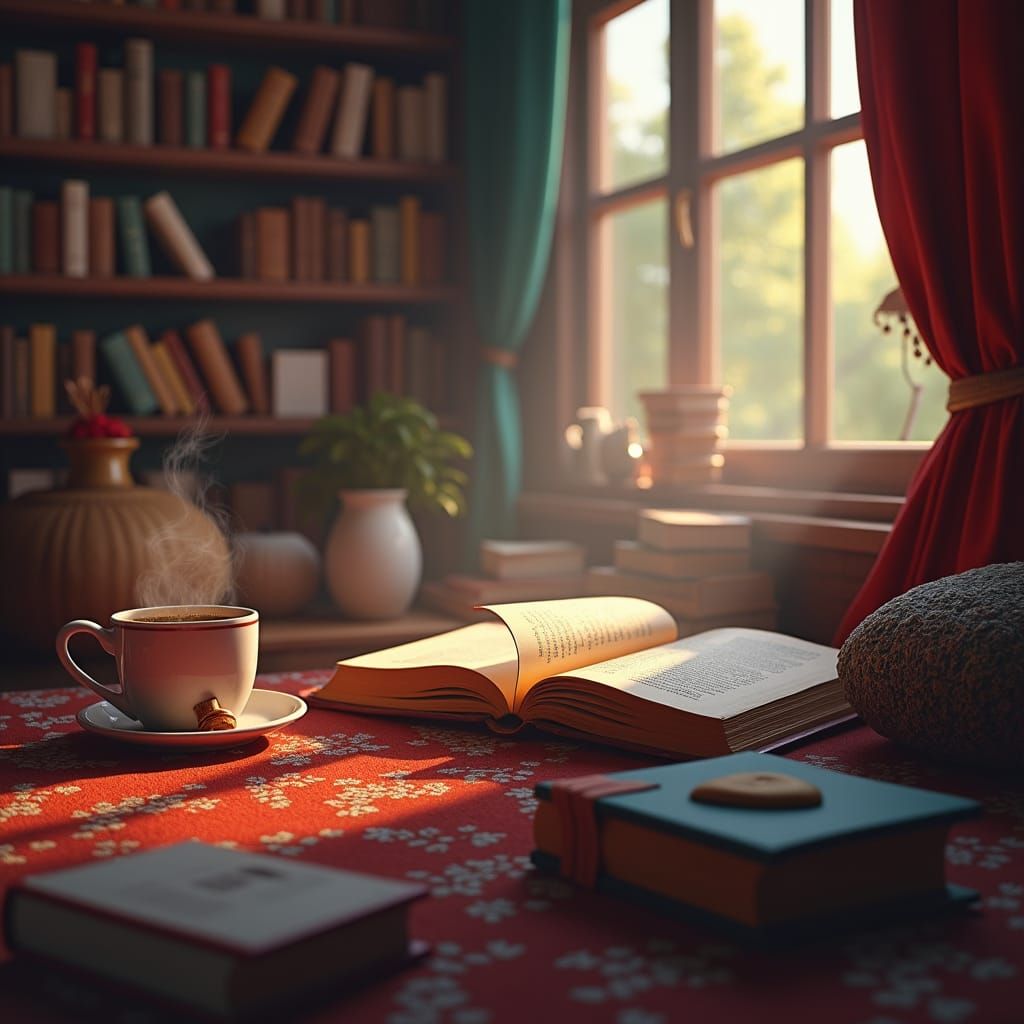 Cozy Library Celebrates National Book Day in Matte Painting