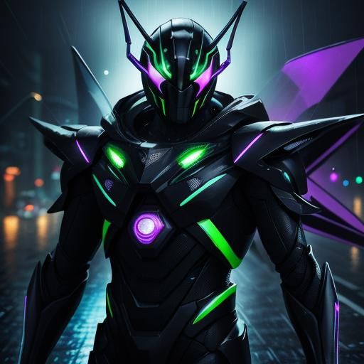 Alien Grasshopper Kamen Rider in Neon Noir Style