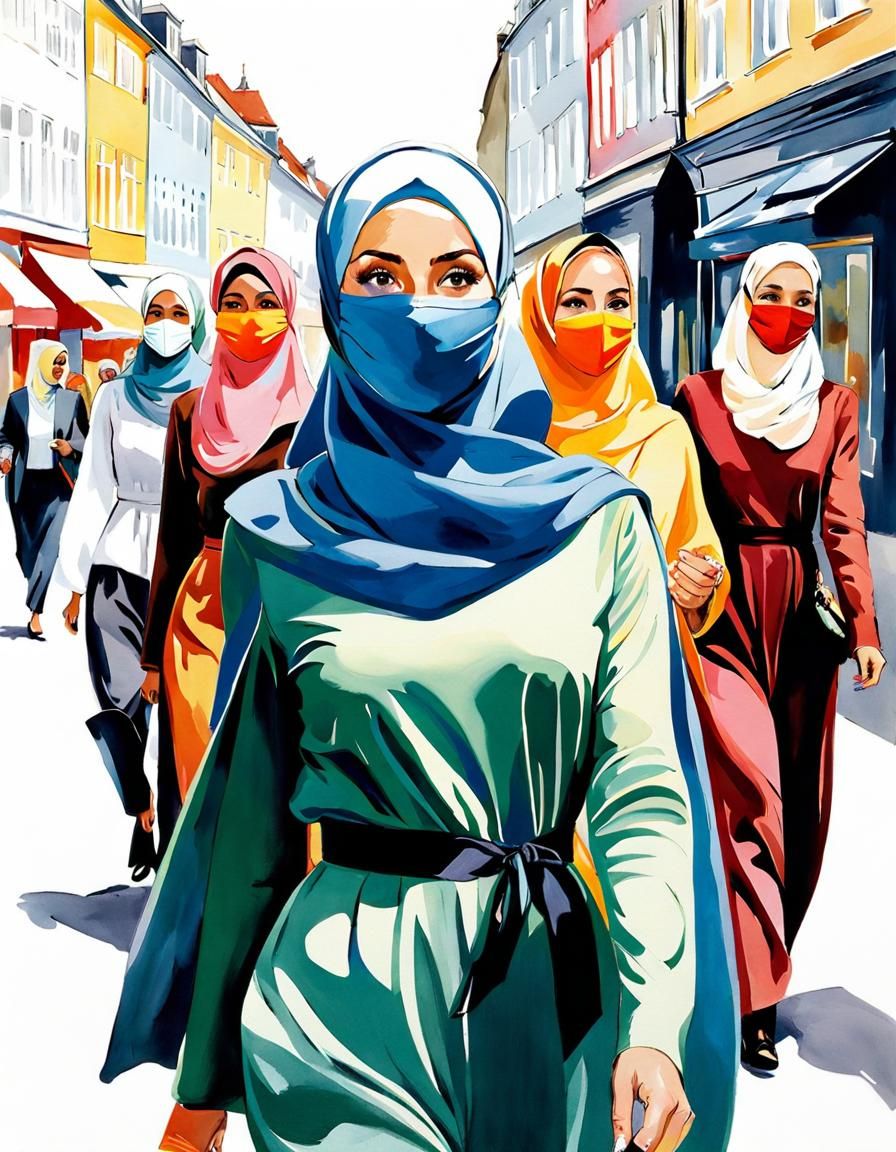 Beautiful Hijabi Women Walking in Copenhagen