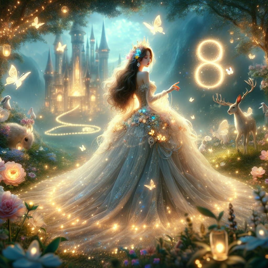 Ethereal Princess in Enchanted Garden Scene