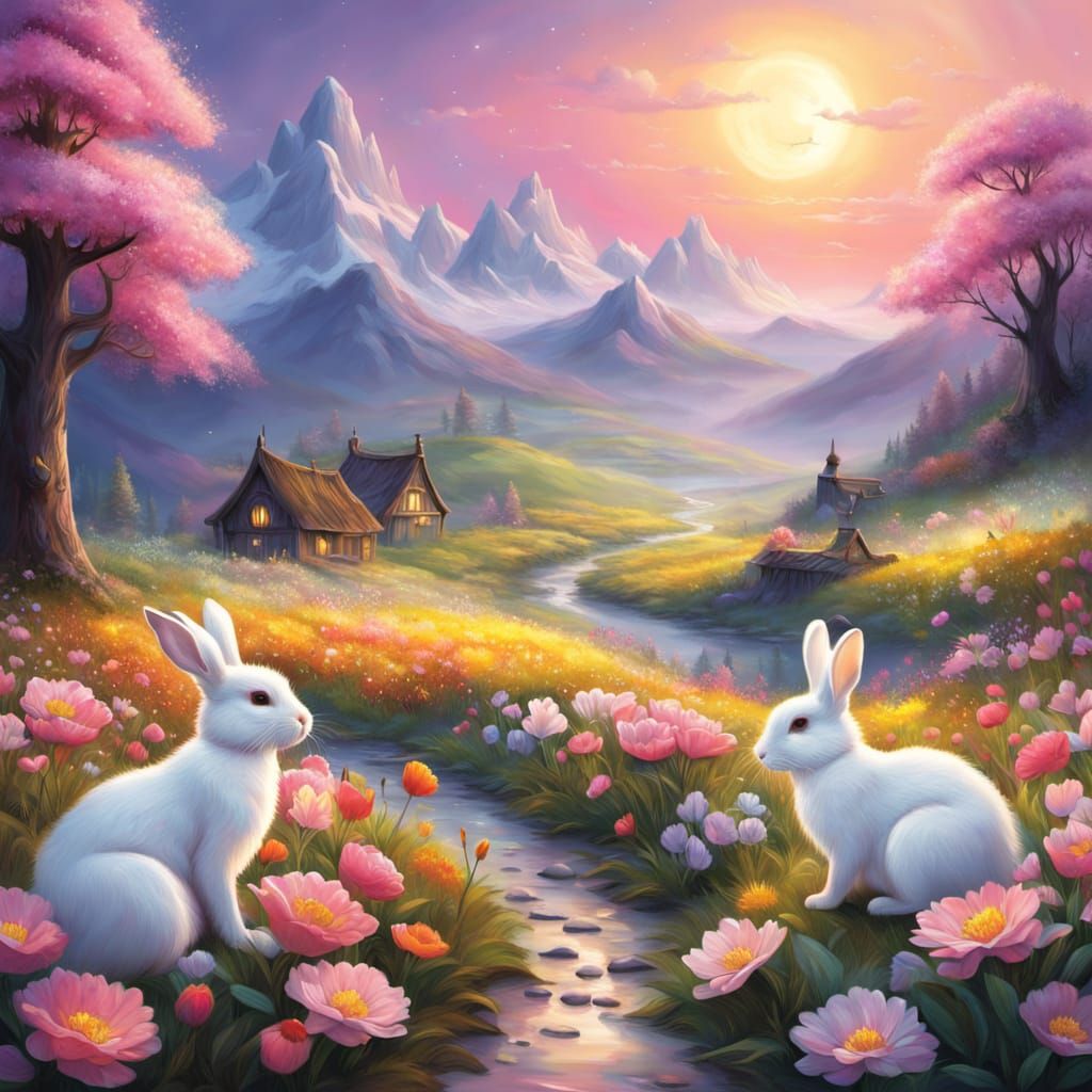 Whimsical Spring Snowfield in Dreamy Pastel Hues