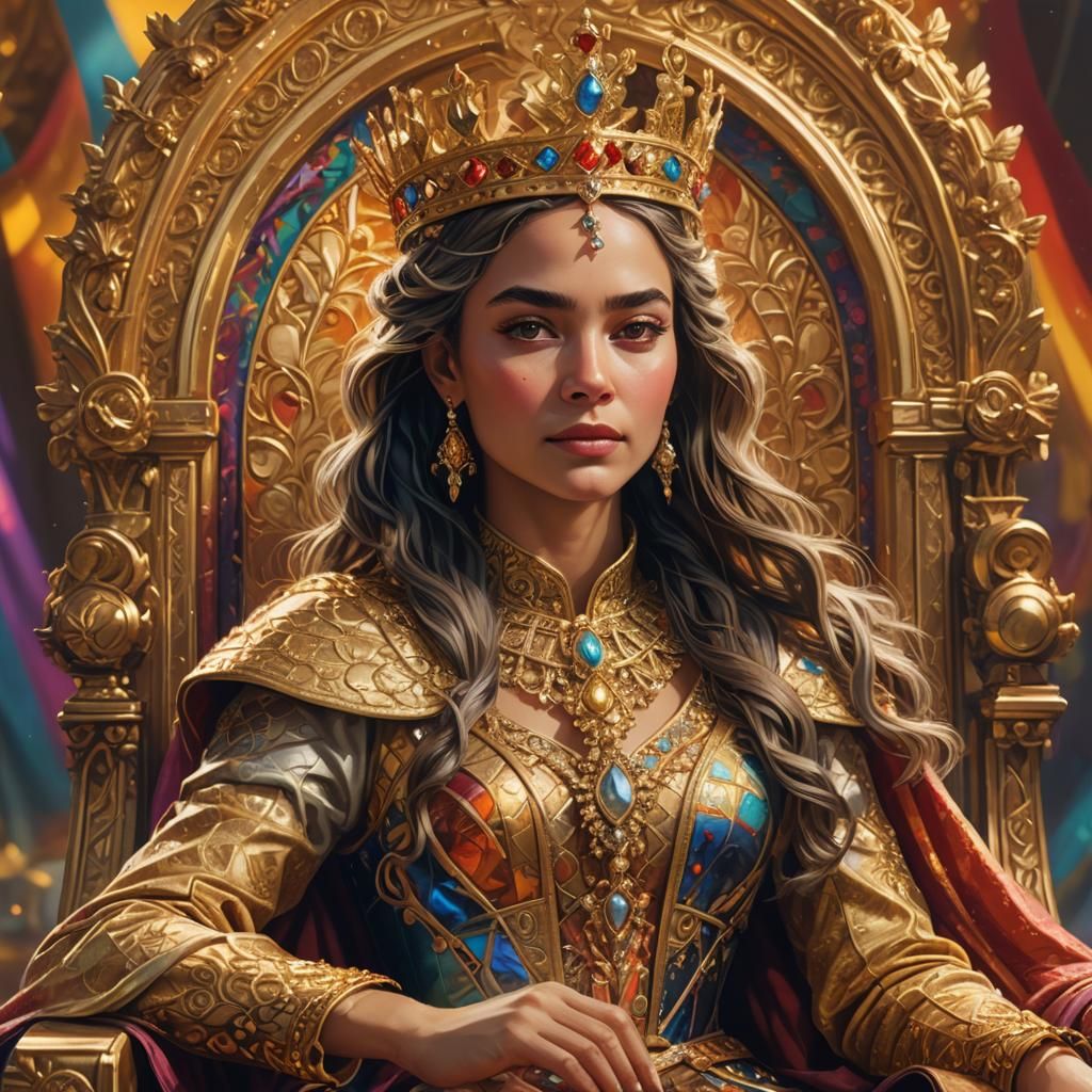 Majestic Queen in Gold, Digital Fantasy Art