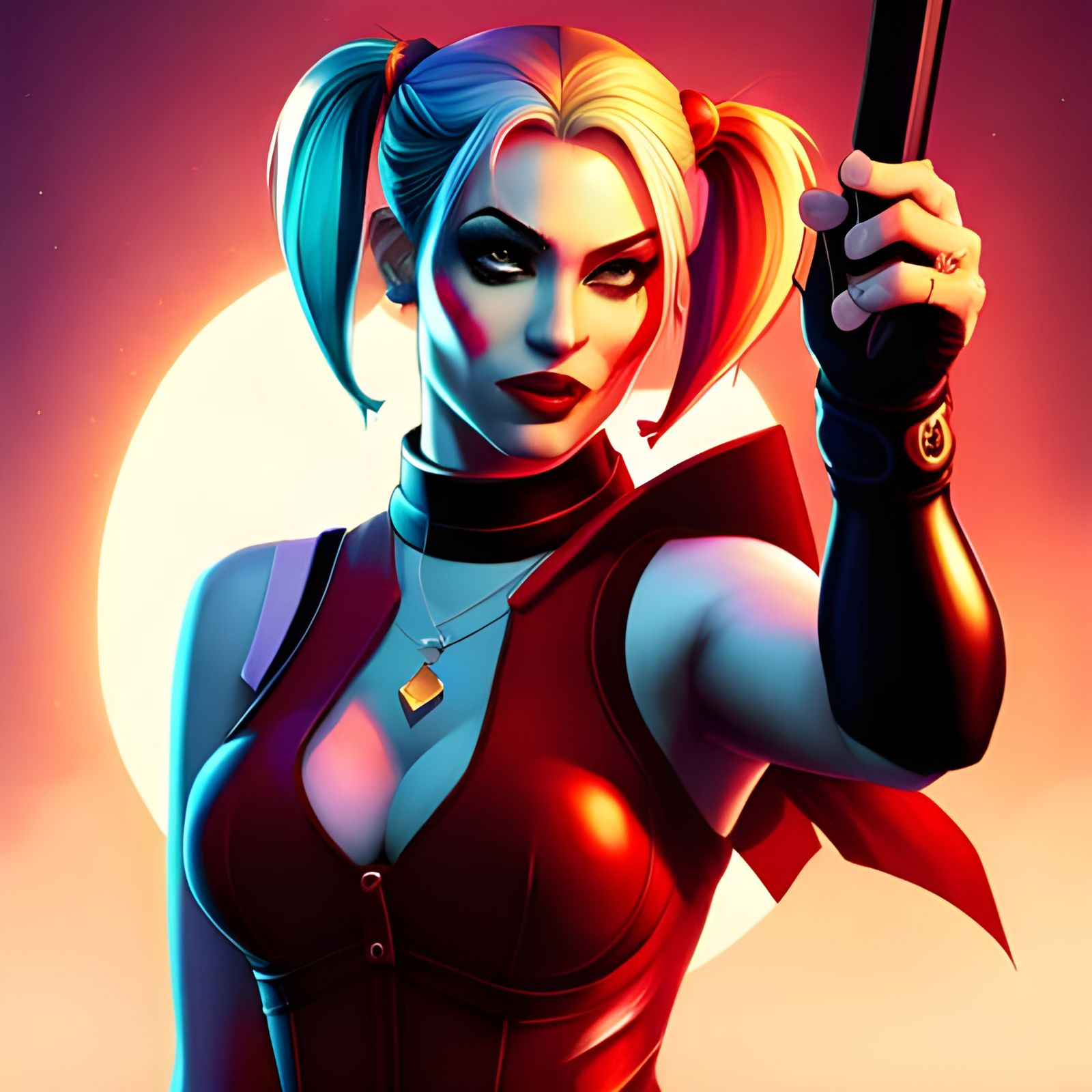 Harley Quinn Close-Up: Dynamic, Detailed Splash Art