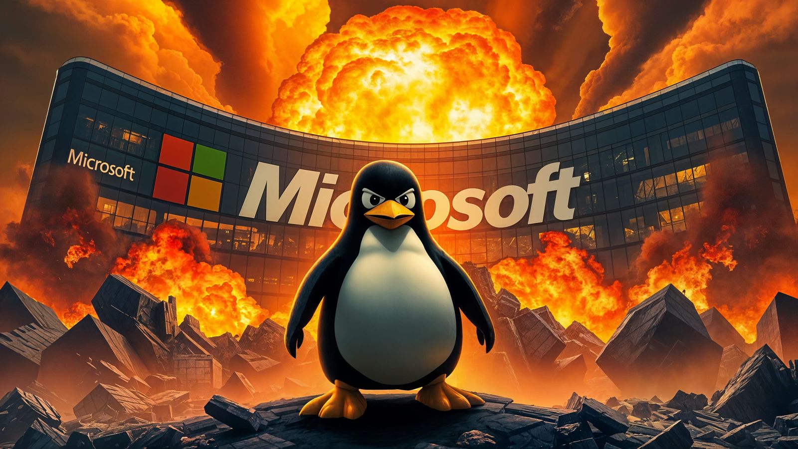 Tux Triumphant: Linux Penguin's Cyberpunk Victory