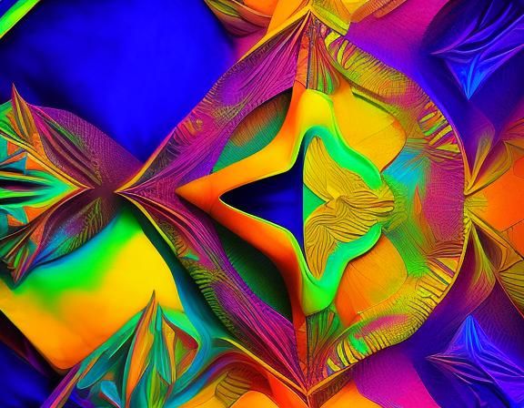 Psychedelic Geometric Abstract Art with Complementary Colors