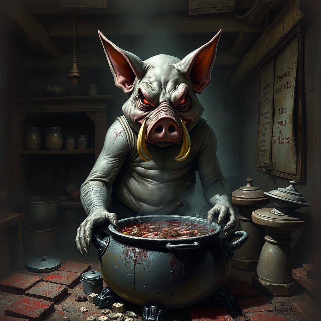 Dark Fantasy Butcher Shop of Pig Stones Soup