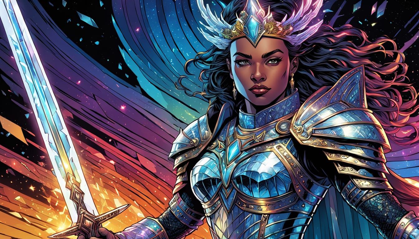 Queen of Light Warrior in Crystal Armor