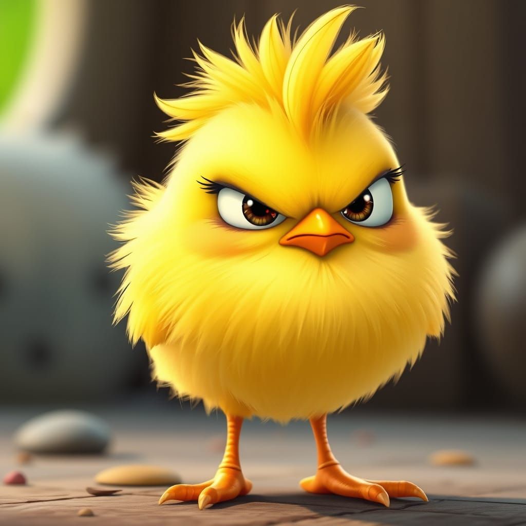 Grumpy Chick in Disney-esque Cartoon Style