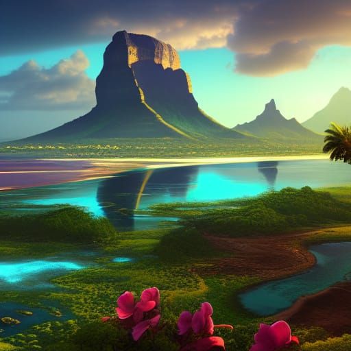 Le Morne Brabant, Mauritius: Detailed Matte Painting