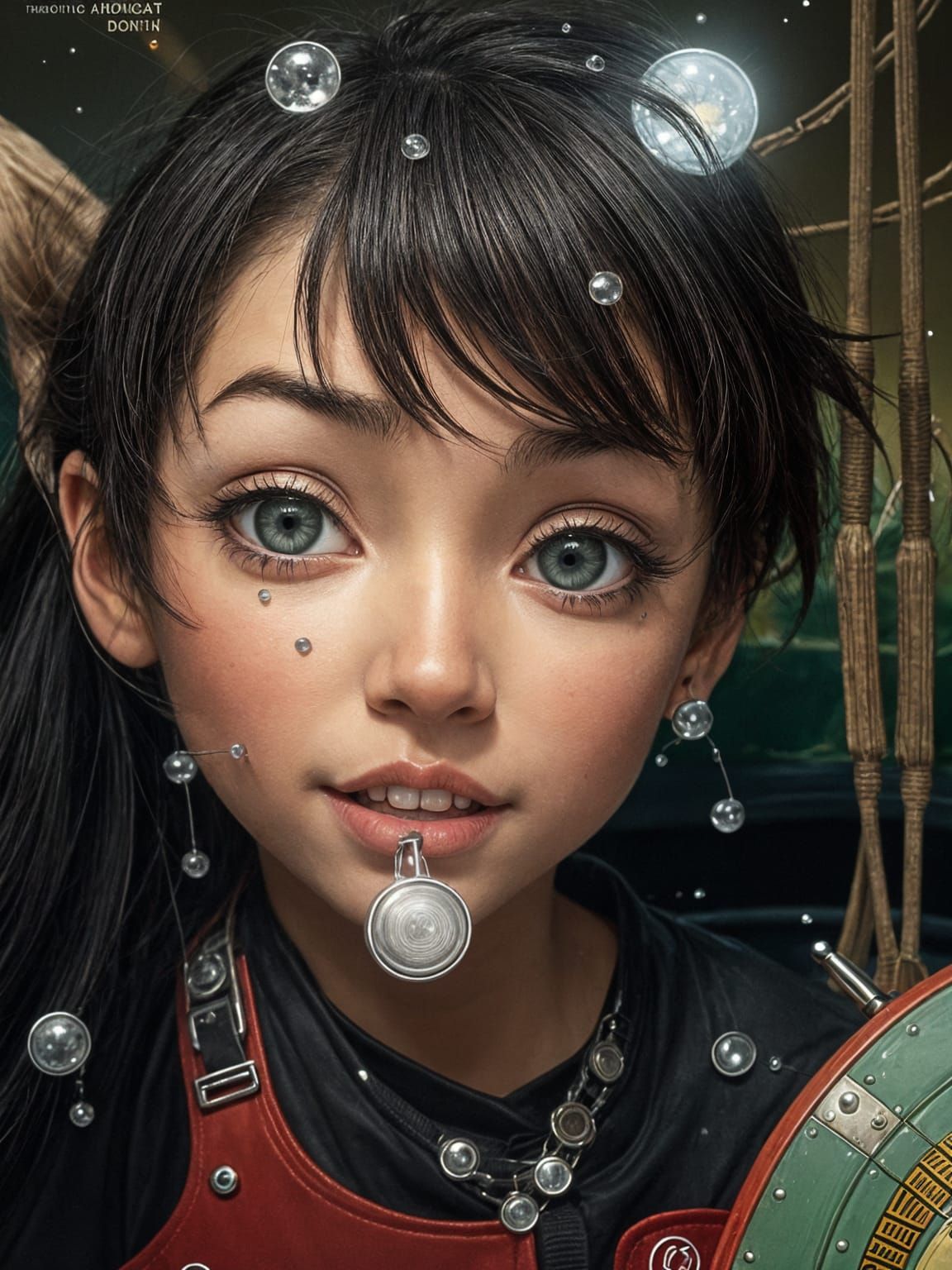 Retrofuturistic Waterboarding Scene in Cool Colors