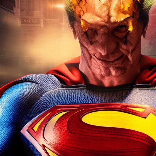 Demon in Superman Costume in Madrid: Hyperrealistic Art