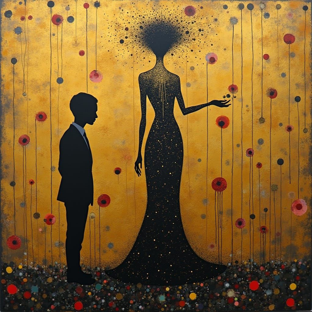 Ethereal Abstract Painting in Klimt's Golden Style