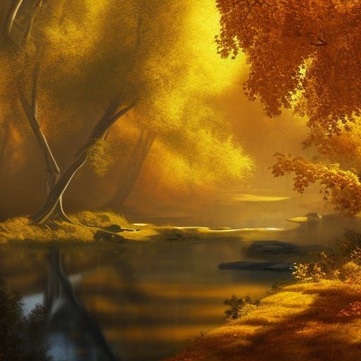 Autumnal English Village in Golden Sunlight