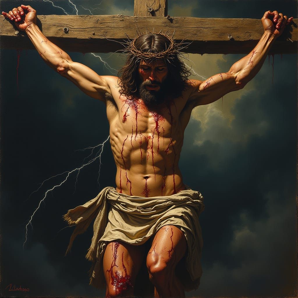 Christ's Agonizing Crucifixion in Dramatic Chiaroscuro