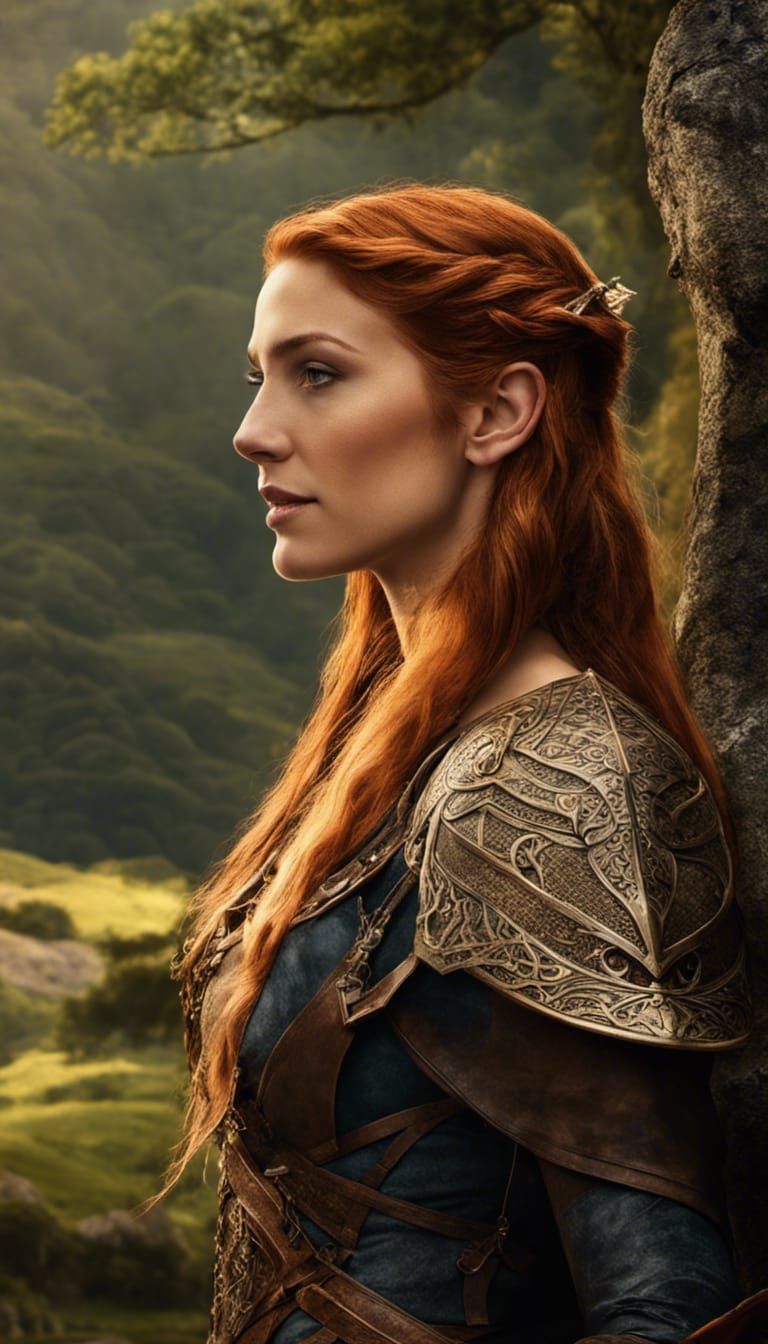 Copper-Haired Elf Maiden Portrait in Rivendell