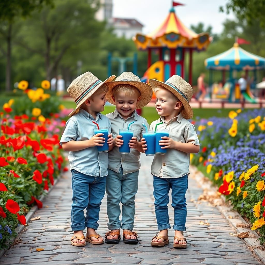 Twin Boys in Summer Park, Cinematic Photography